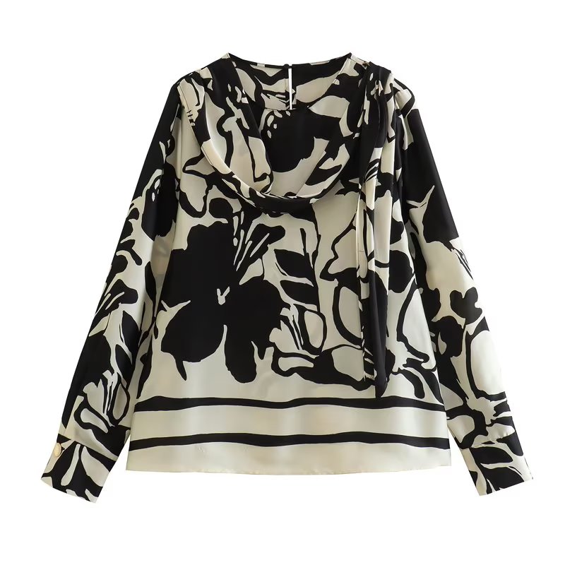 Women's Fashion Printed Satin Shirt