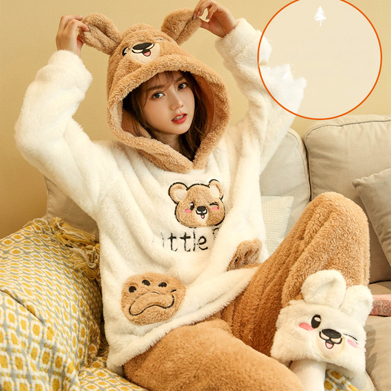 Title 5, Thick Plush Pajamas Set Cute Home Clothes