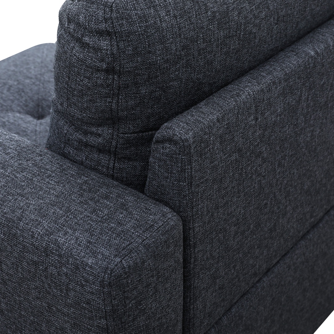 Pickup Only--Black Grey Linen Living Room Sofa Set