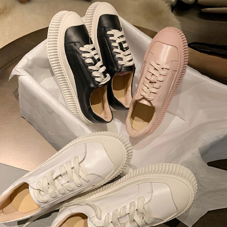 Casual Thick-soled Round Toe Lace-up Sneakers Biscuit Shoes
