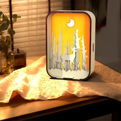 Woodcarving Light Creative Gift Minimalist Bedside Night Decoration Desktop