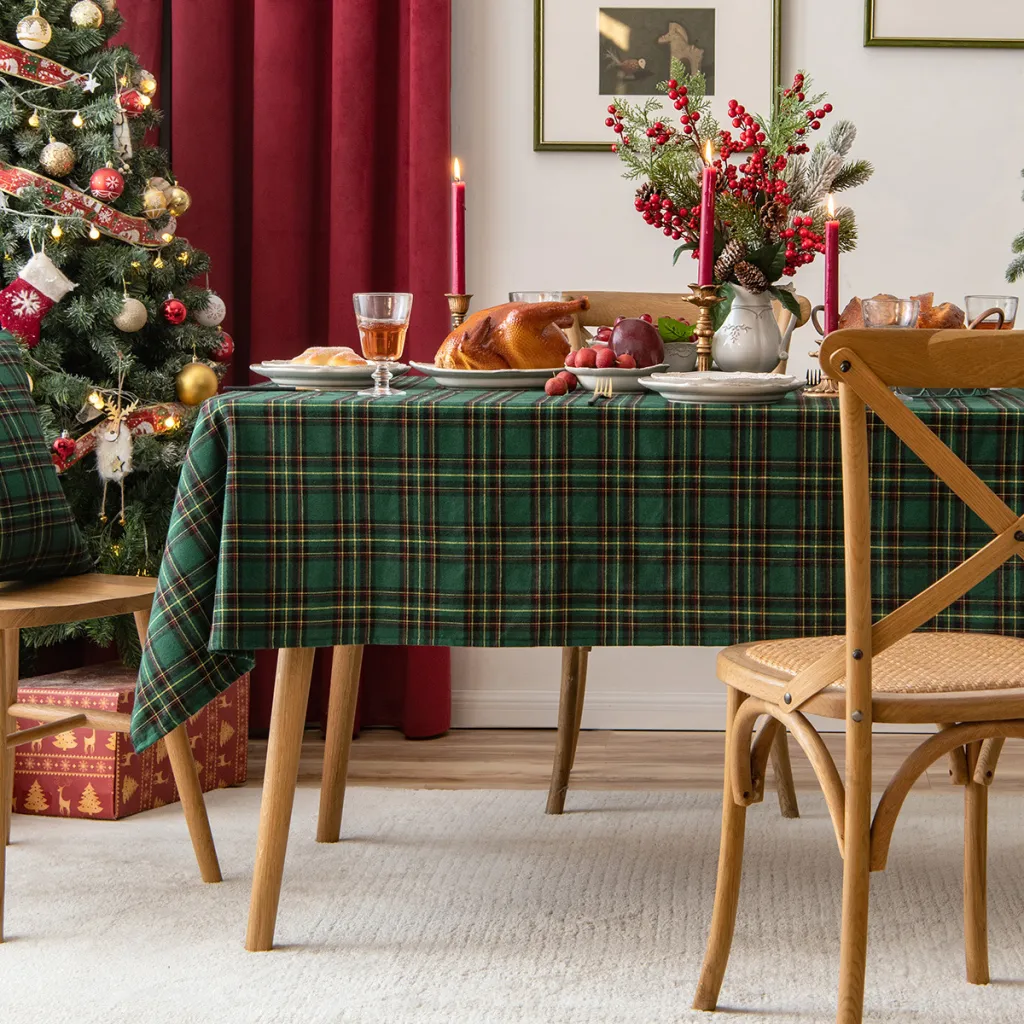 Christmas Lattice Snowflake Holiday Decoration Fashion - Green Yellow Grid