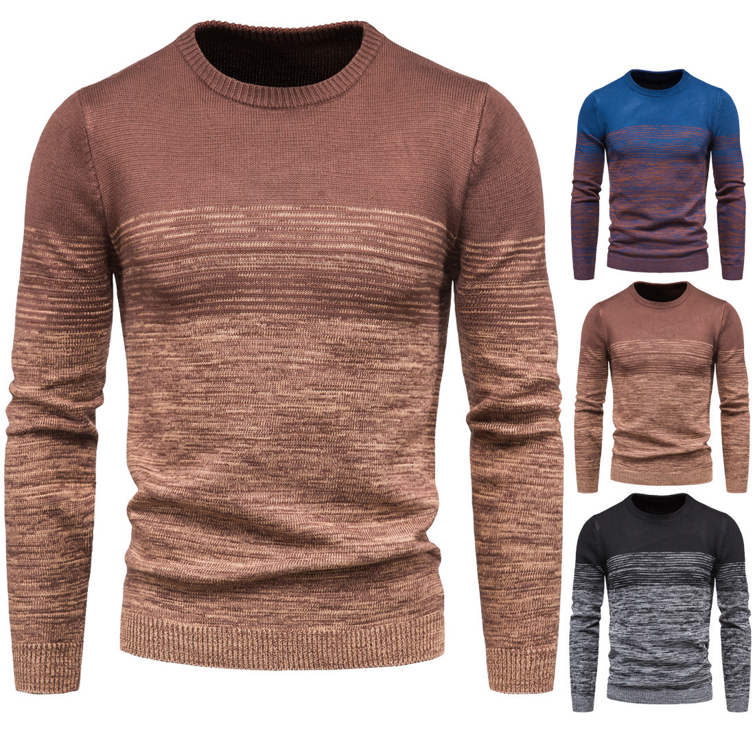 Title 5, Round Neck Variegated Contrast Base Sweater