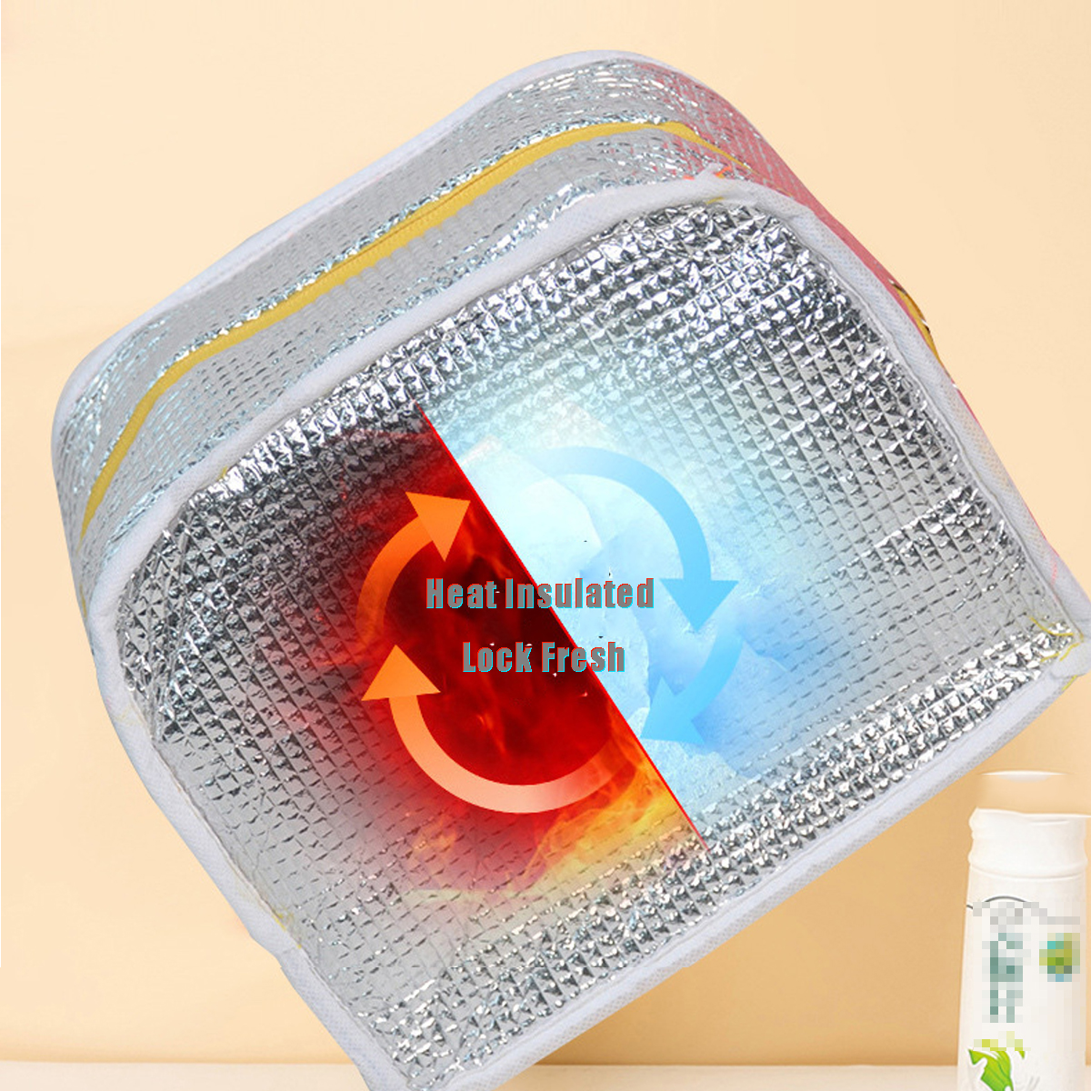 Solid Color Thickened Insulated Lunch Tote Bag, Portable Thermal Cooler Lunch Bag, Reusable Waterproof Food Carrier Bag, Leakproof Lunch Container Bag For Office Workers Students Picnic Travel