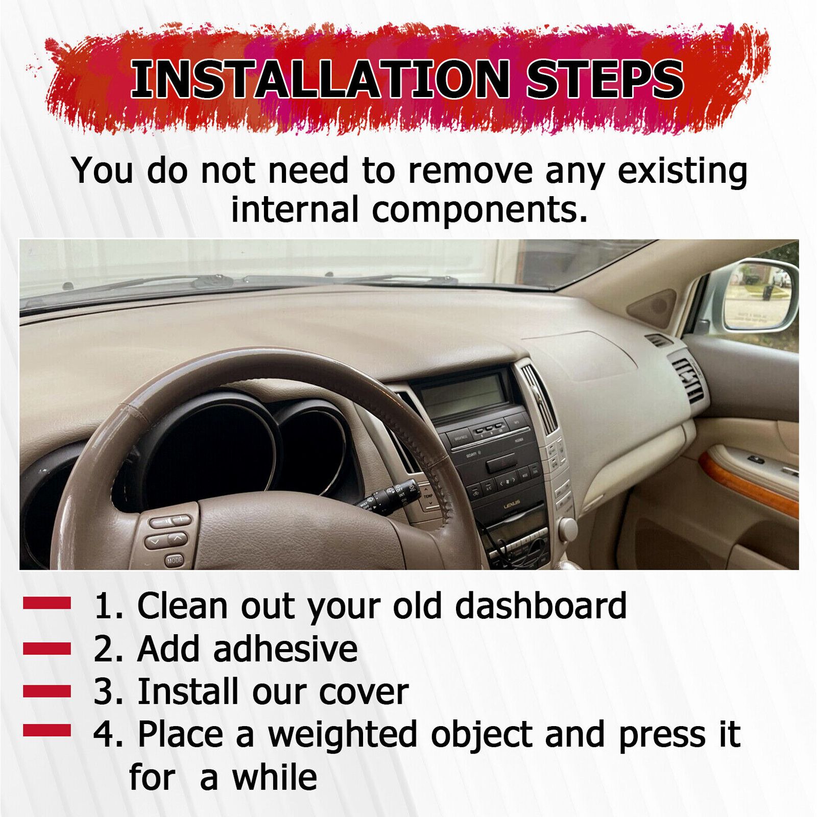 For Lexus 2004-2006 RX330 Base Beige Molded Dash Cover Dashboard Overlay Cap — foto 3