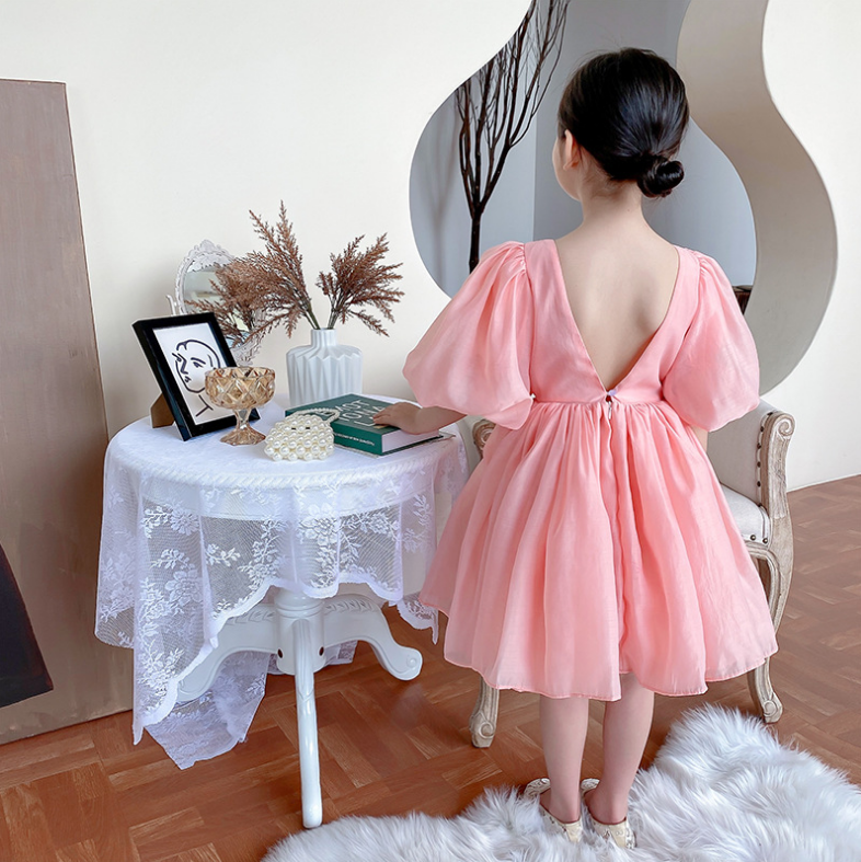Western Style Princess Dress Children Bubble Sleeve