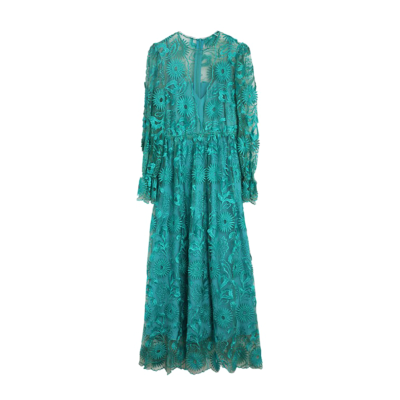 Full-length summer dress with a relaxed fit