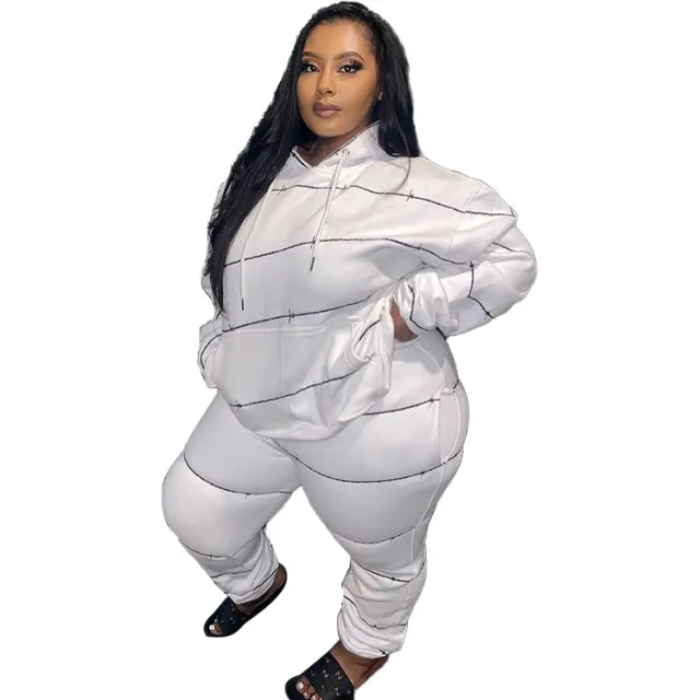 European And American Plus Size Women's Pullover Sweater Two piece Suit White - Shop at LoveMi