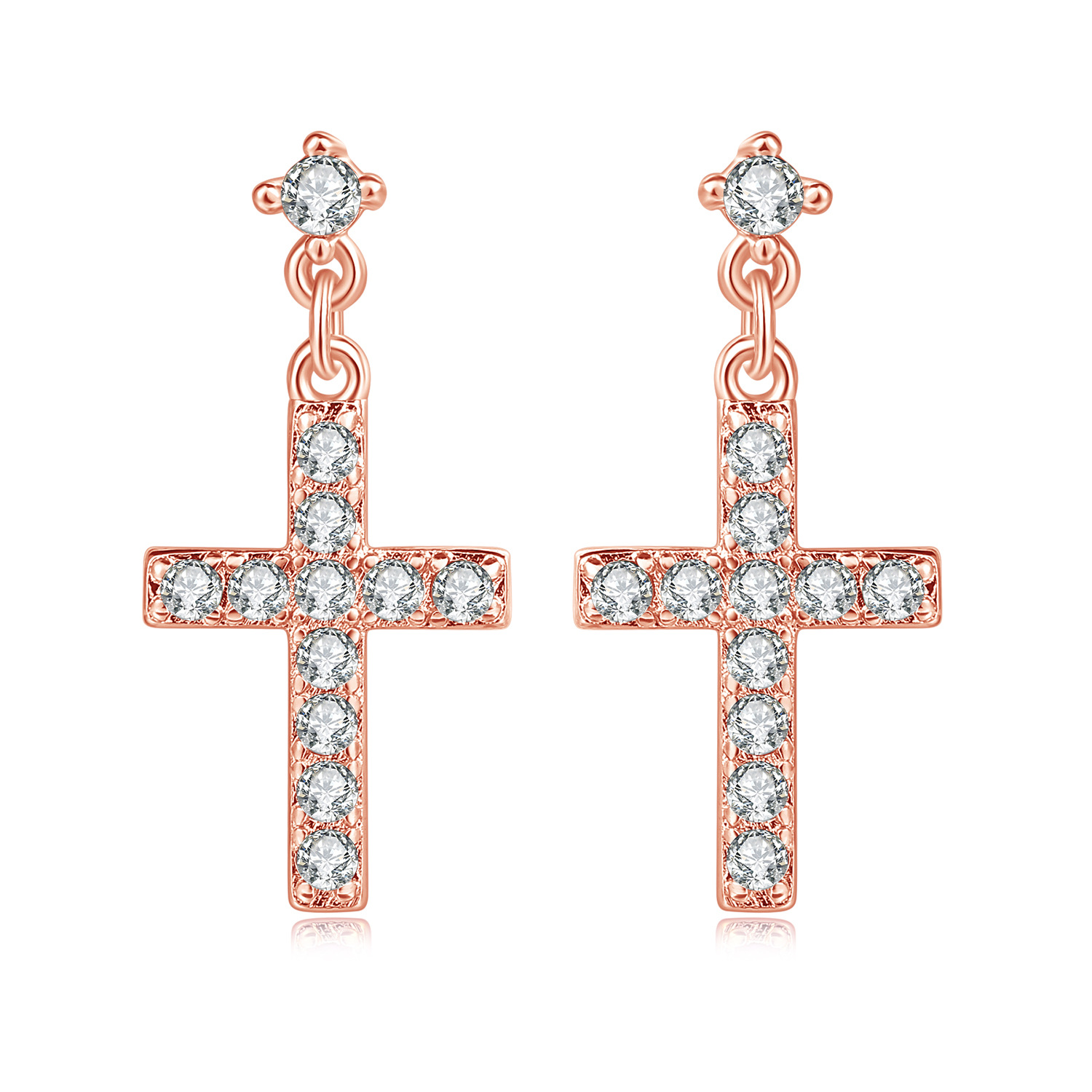 Cross Earrings Real Gold-plated Zircon Micro-inlaid Jewelry
