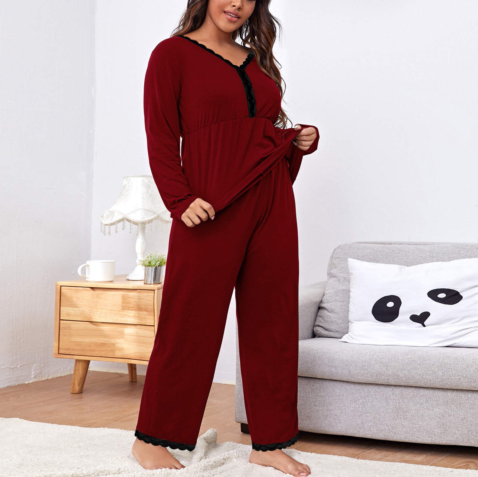 Title 6, Pijama de mujer para estar en casa, de dos piez...