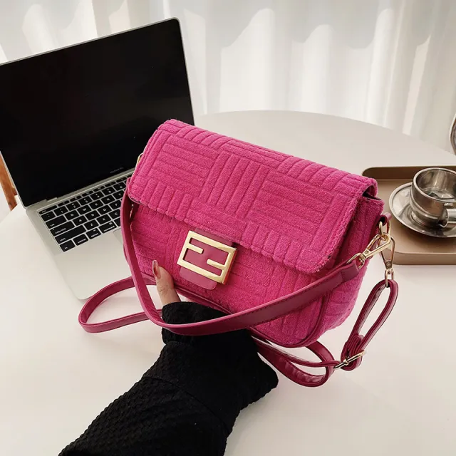 Fashion Solid Color Hand held One shoulder Diagonal Baguette Rose - Shop at LoveMi