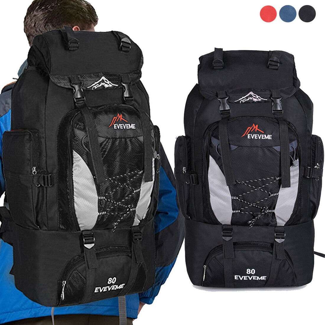 80L Extra Large Hiking Camping Backpack Rucksack Waterproof Travel Luggage Bag — image 3