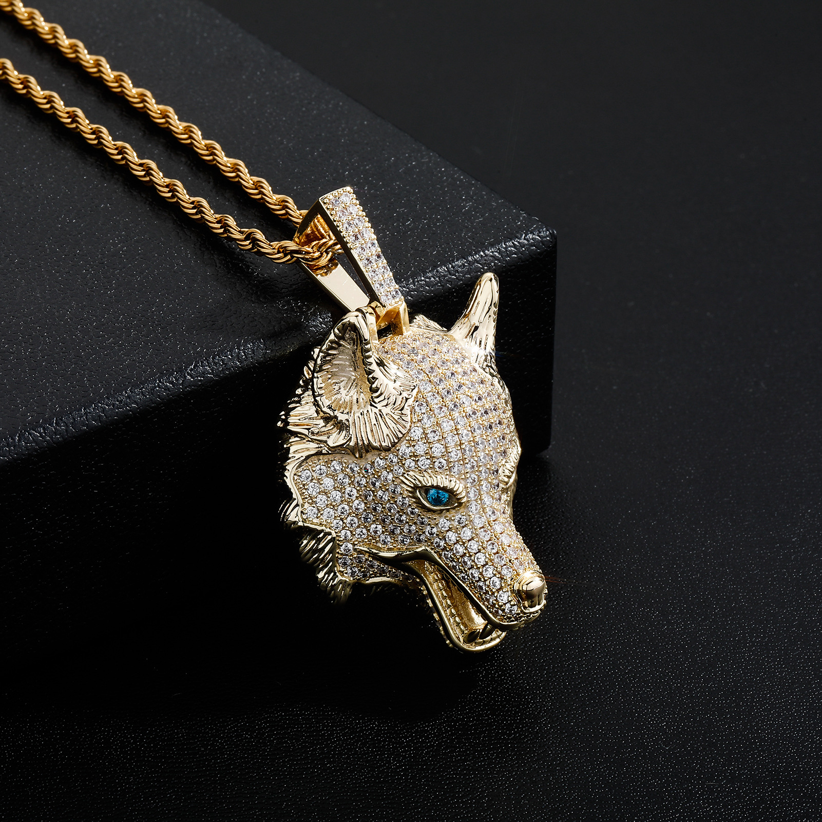 European And American Punk Hip Hop Wolf Head Necklace Pendant Men's Fashion Brand Accessories