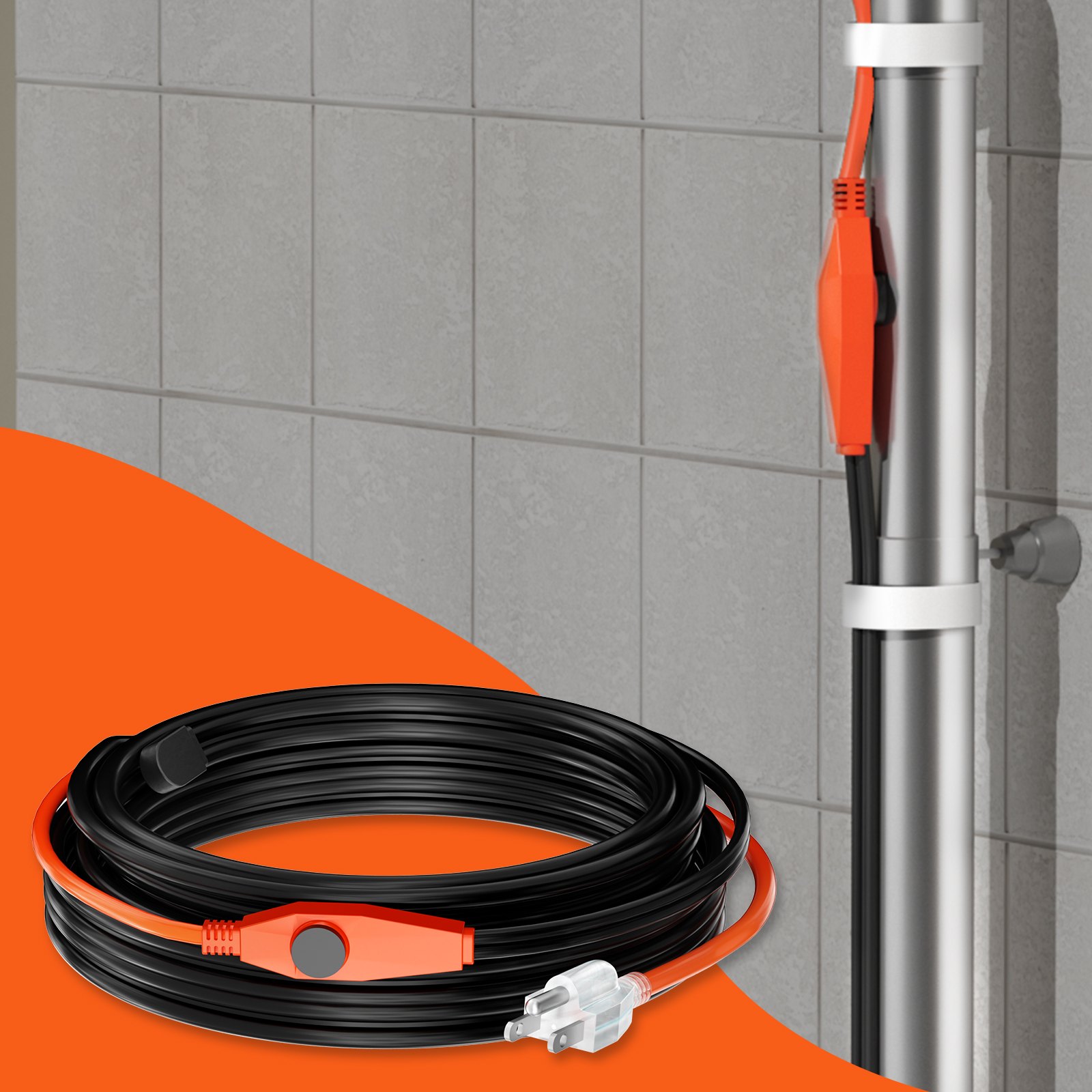Pipe Heating Cable 30FT 7W FT Heat Tape For Pipes With Built-in Thermostat image 5