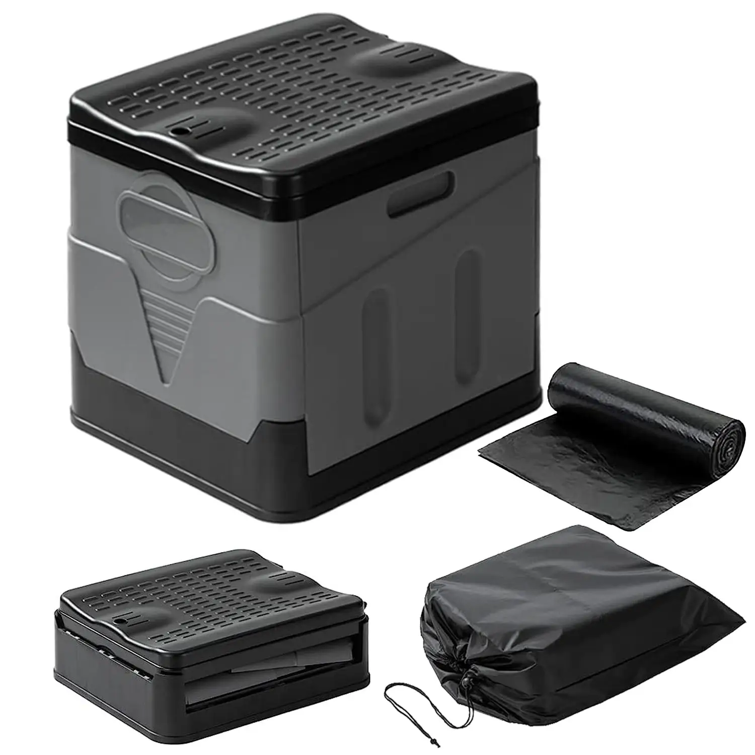 1Pc Portable Toilet For Car Camping Boating Hiking Outdoor Travel Potty With Carry Bag Foldable Emergency Toilet With Lid Trash Bags