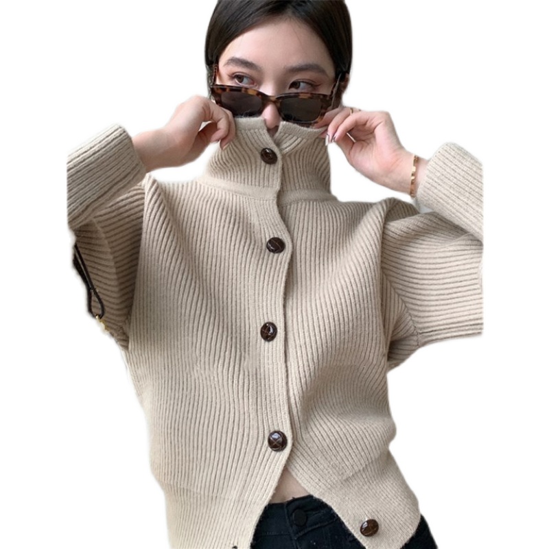 Title 2, Stand-up Collar Knitted Top Women