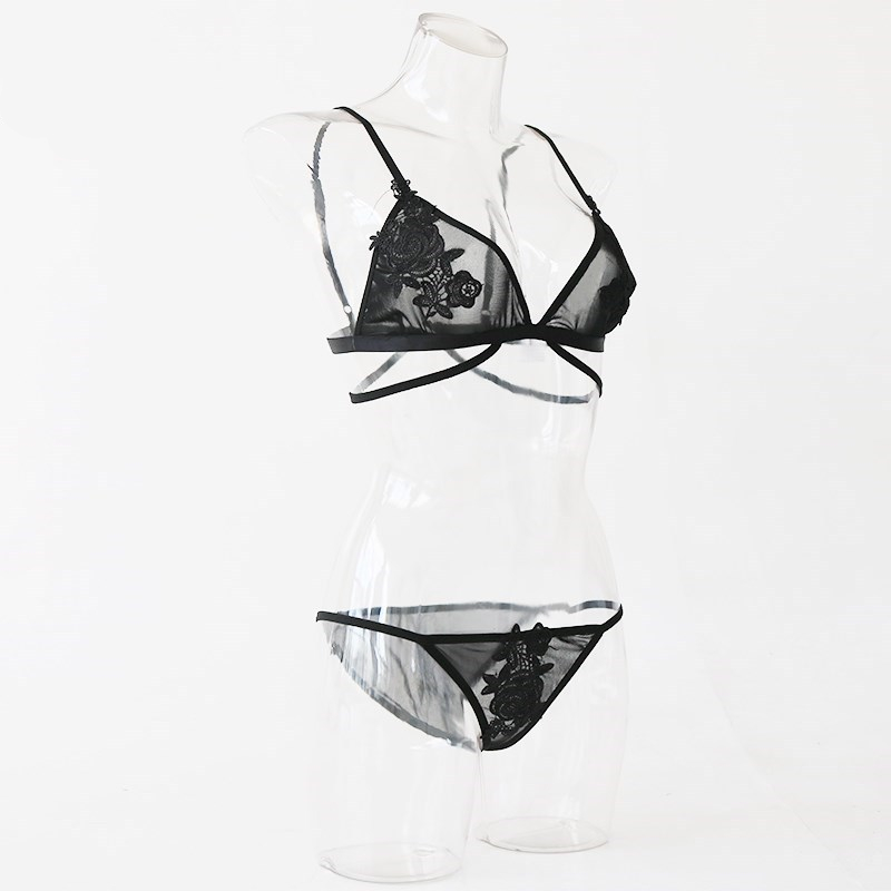 Title 2, Conjunto de Lingerie Plus Size Transparente Fem...