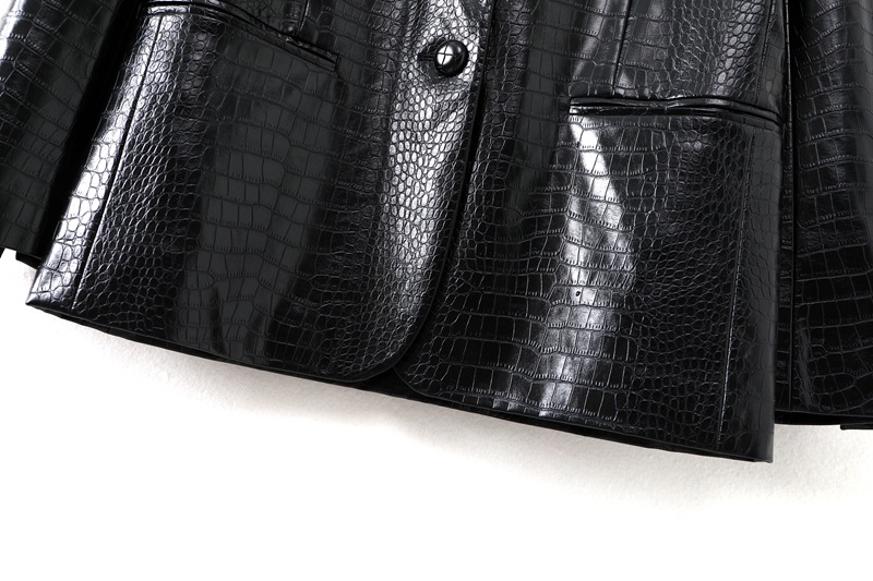 Women's Autumn Loose Pattern Leather Suit Jacket