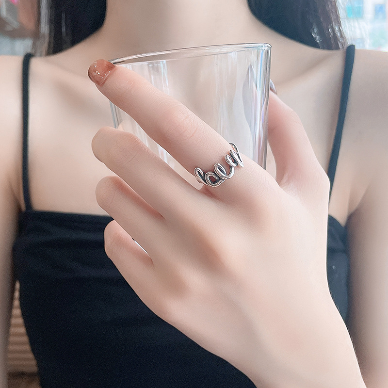 S925 Sterling Silver Japanese And Korean Version Twist Love Love Ring
