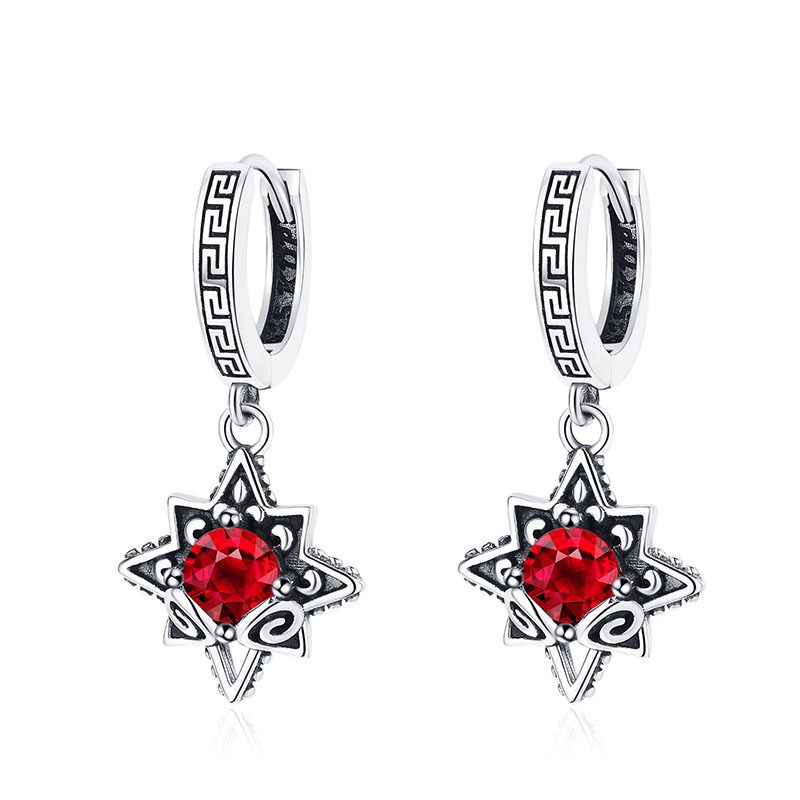 Title 9, Sterling Silver Earrings Six-pointed Star 925 S...