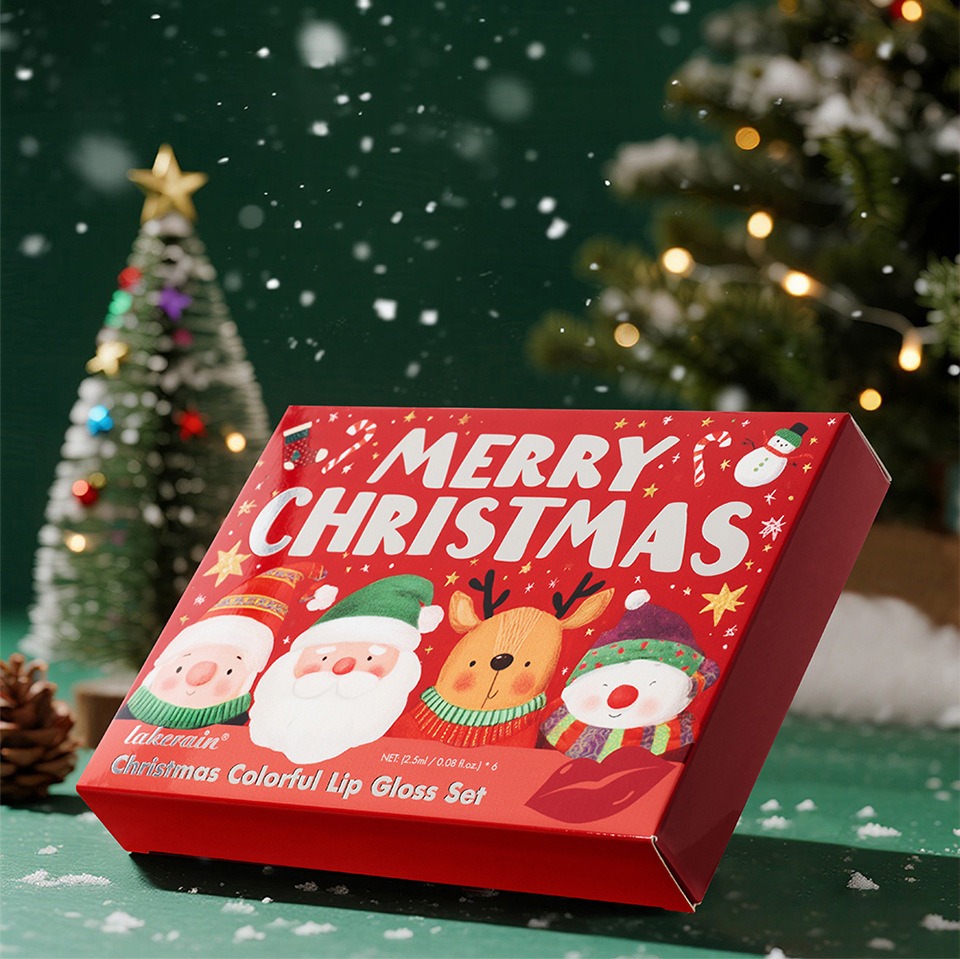 Christmas Gift Christmas Lip Gloss Set 6-Piece Red Matte Velvet Lip Gloss