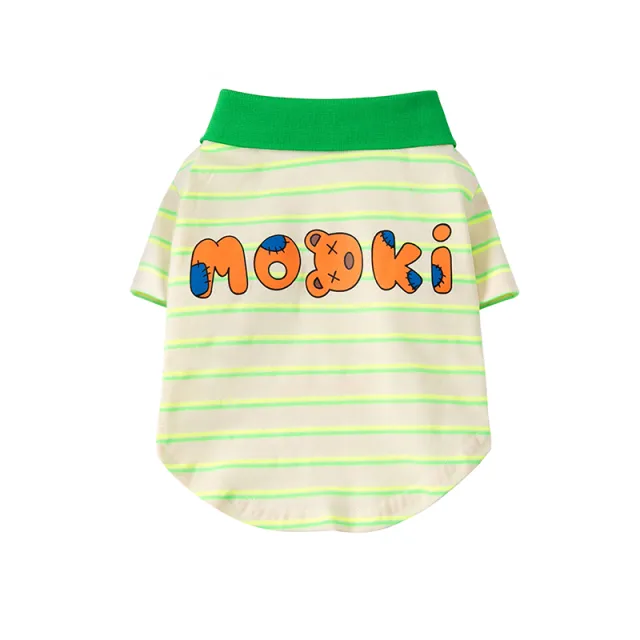 Thin Summer Cotton Green Stripe Polo Shirt Pet Clothes Green - Shop at LoveMi