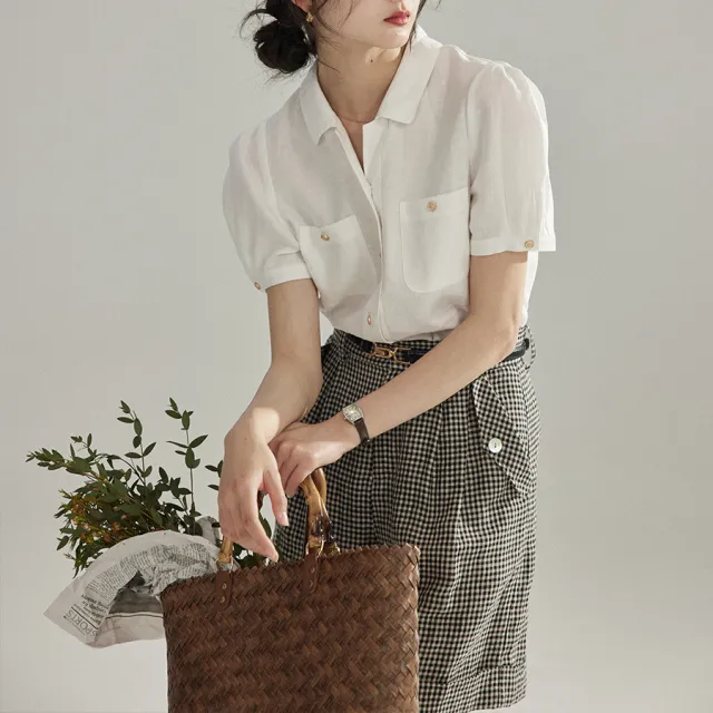 Vintage Puff Sleeve Ladies Short Sleeve Shirt Top White - Shop at LoveMi