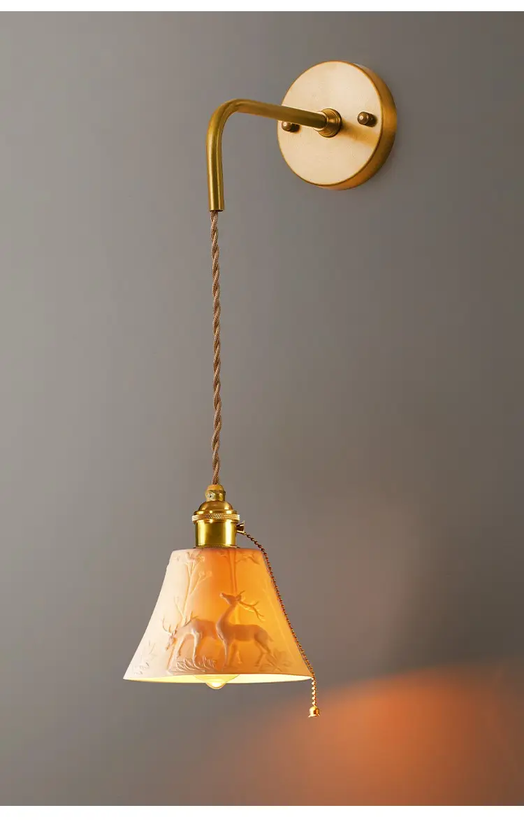Japanese Retro Nordic Simple Bedside Brass Wall