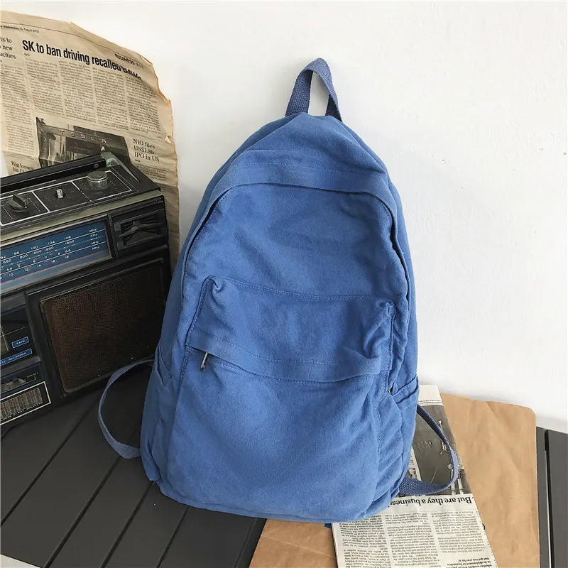 Vintage Canvas Backpack For College Students - Blue