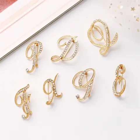 26 English Alphabet Brooches with Diamonds