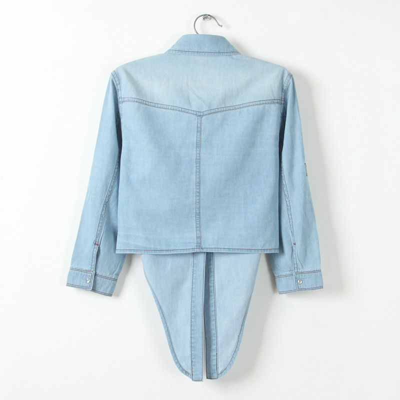 Title 9, Mid-sleeve Denim Short Waistcoat Women