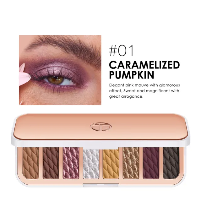 8 color Eyeshadow Palette High gloss Trimming Blush Modification Mousse Texture Matte Earth Color 01Caramelized Pumpkin - Shop at LoveMi