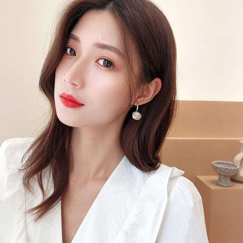 Long Cute Shell Flower Ball Ear Hook
