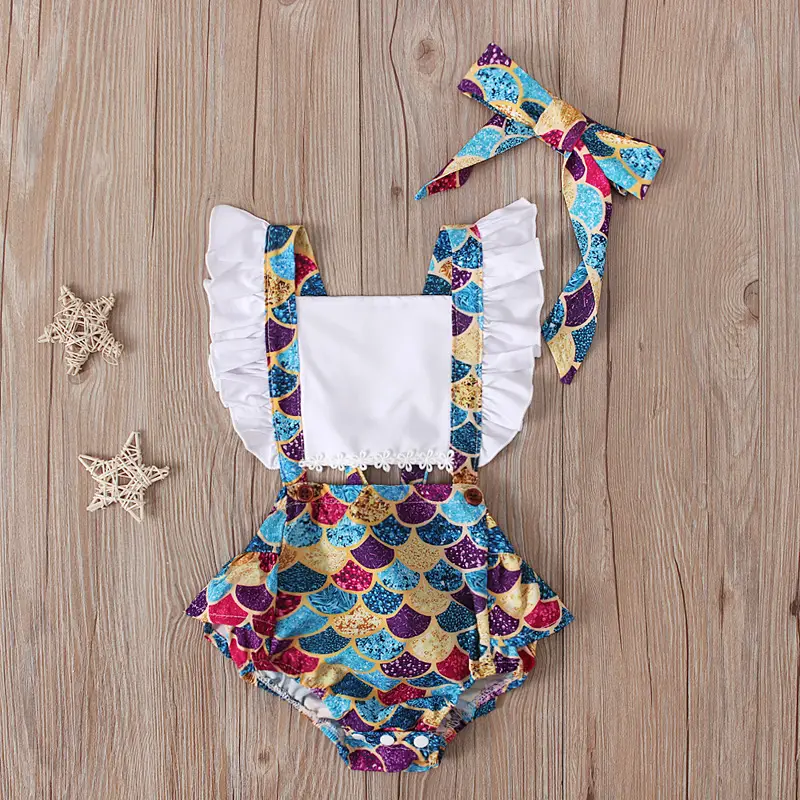 Summer Flying Sleeve Suspender Romper Top Bow Tie Towel Two-piece Children's Clothing