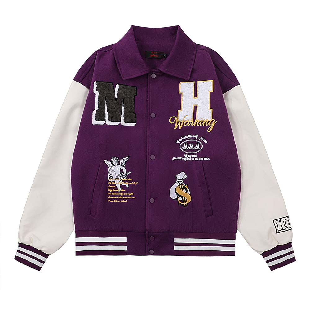 Men's Jacket Embroidered Color Matching Baseball Uniform - Image 1