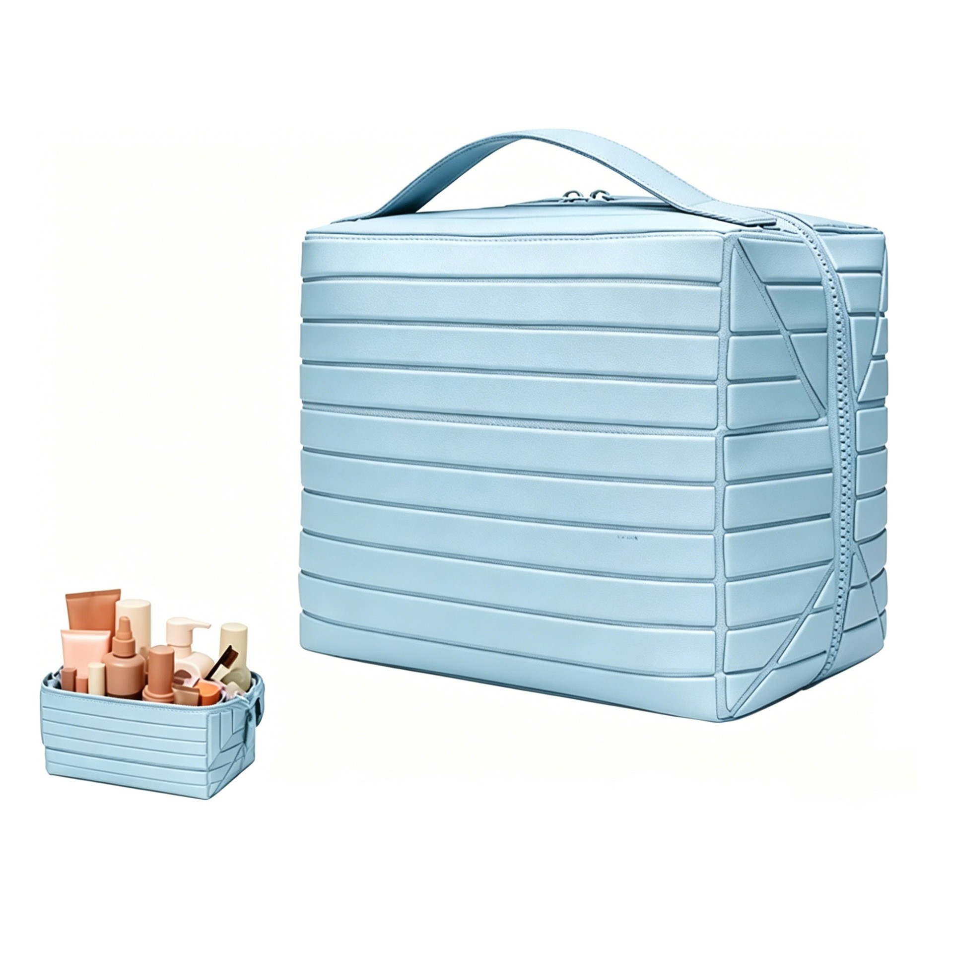 Foldable Standing Makeup Bag With Large Capacity And Multiple Compartments, Portable Toiletry Bag, Travel Skincare Products, Cosmetics Storage Bag