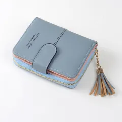 Fashion Women's Hand Holding Foldable Short Wallet - Blue - View 1