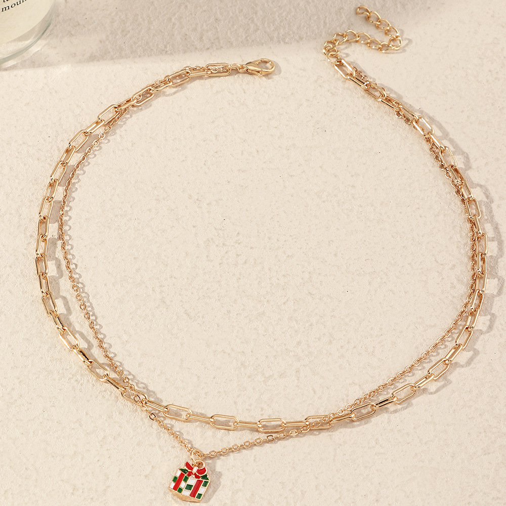 Double-layer Chain Neck Chain Dripping Oil Bell Snowflake