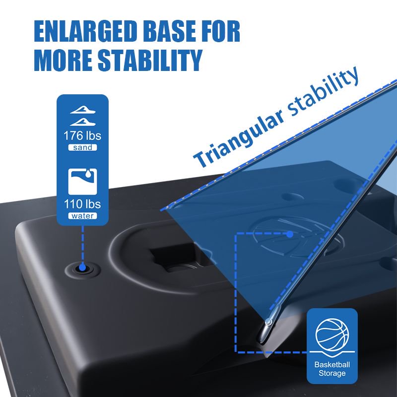 TotheCORE Basketball Stand 7.55-10.00 Ft Adjustable Portable Basketball Hoop & Goal PC Backplate, Large Base & Wheels - Image 8