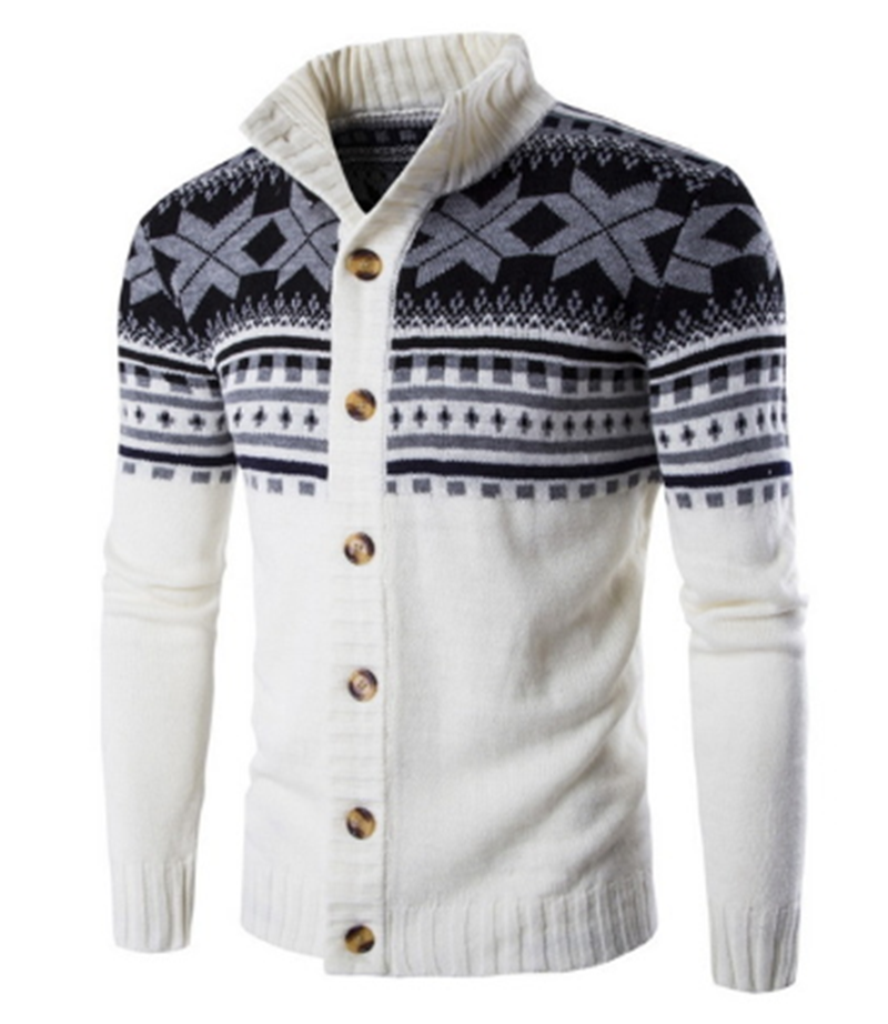 Title 6, Maglione da uomo cardigan con design jacquard a...