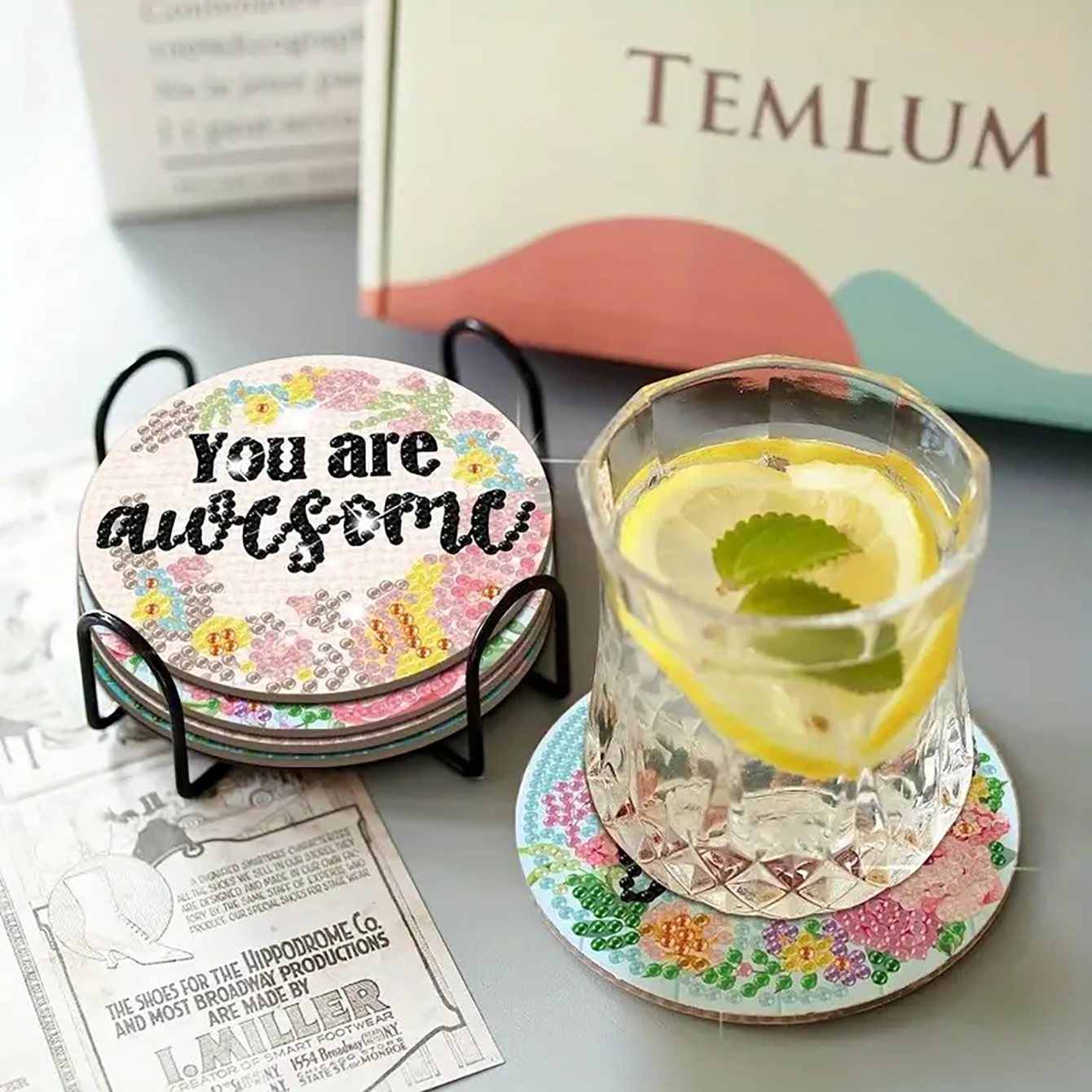 DIY Coasters With Diamond Painting Letter Patterns And Brackets, Suitable For Adult Beginners With Diamond Painting Sets, Handmade Materials For Diamond Art, And Exquisite Gifts For Friends