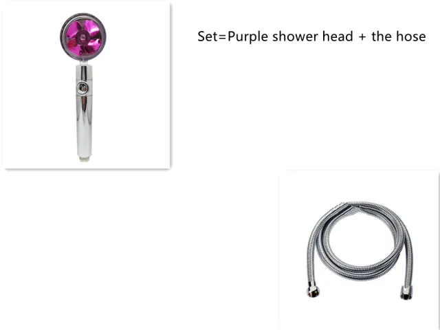 Shower Head Water Saving Flow 360 Degrees Rotating With Small Fan ABS Rain High Pressure Spray Nozzle Bathroom Accessories Set6 - Shop at LoveMi