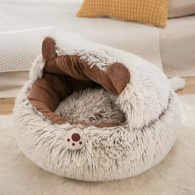 Winter New Long Plush Pet Cat Bed Round Cat Cushion Cat House Warm Cat Basket Cat Sleep Bag Cat Nest Kennel For Small Dog Cat Xl 60X65 - Shop at LoveMi