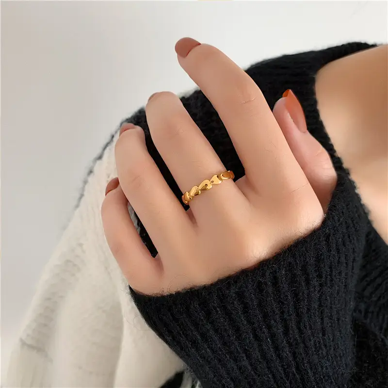 Titanium 18K Gold Full Circle Retro Love Ring