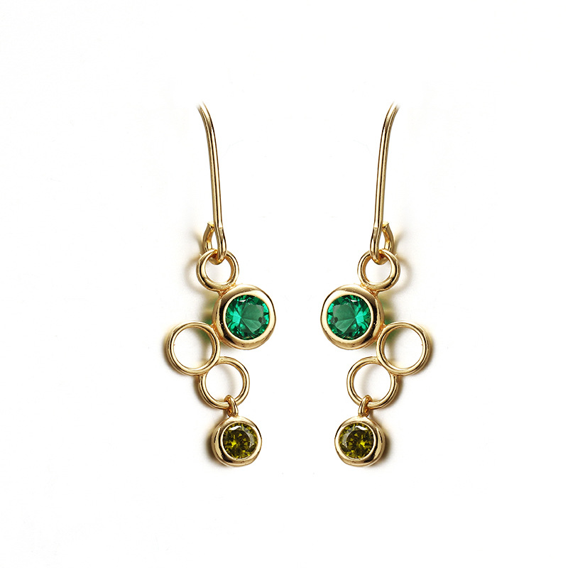 Women's Sterling Silver Green Bubble Earrings
