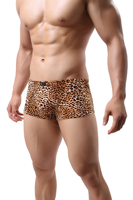 Title 3, Cueca boxer masculina com estampa de leopardo, ...