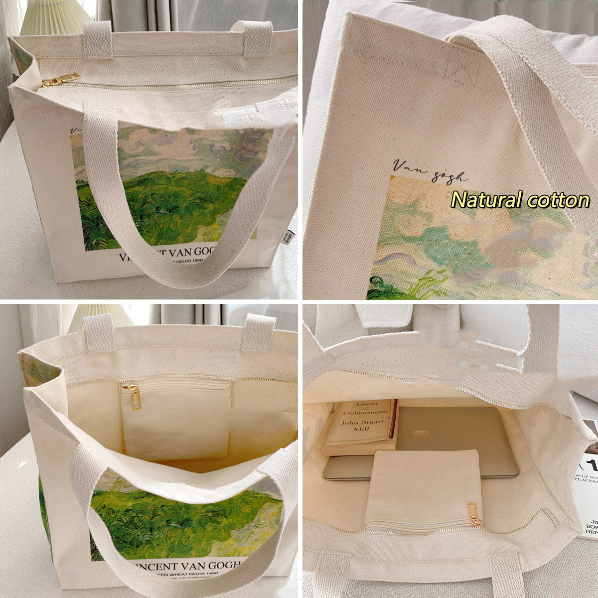 Title 1, Creative Large Capacity Oil Painting Canvas Bag