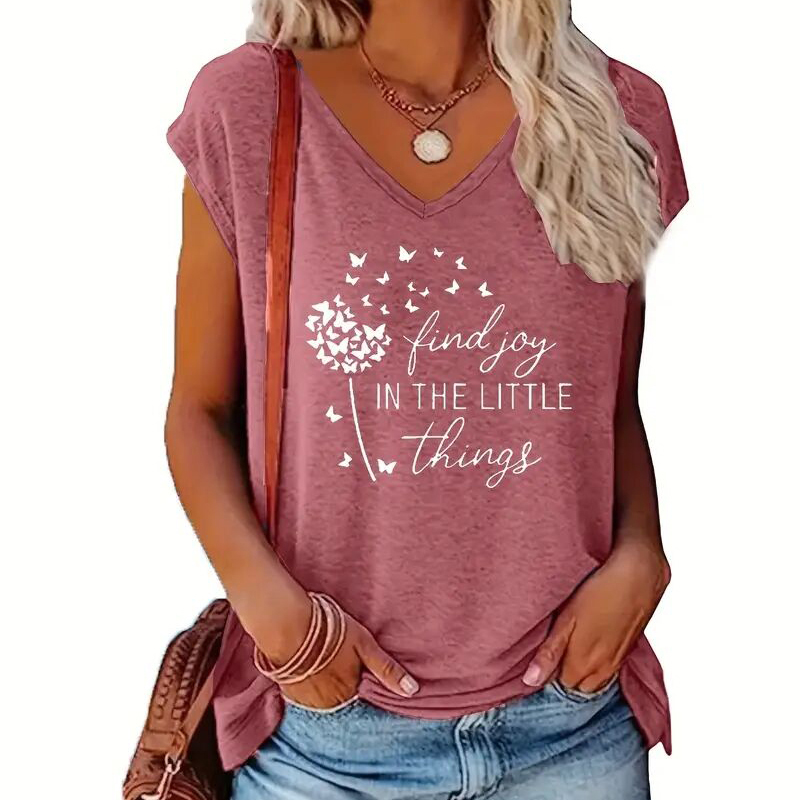 Women’s 2-Pack Graphic Tees, Funny Print Short Sleeve Casual Summer Tops