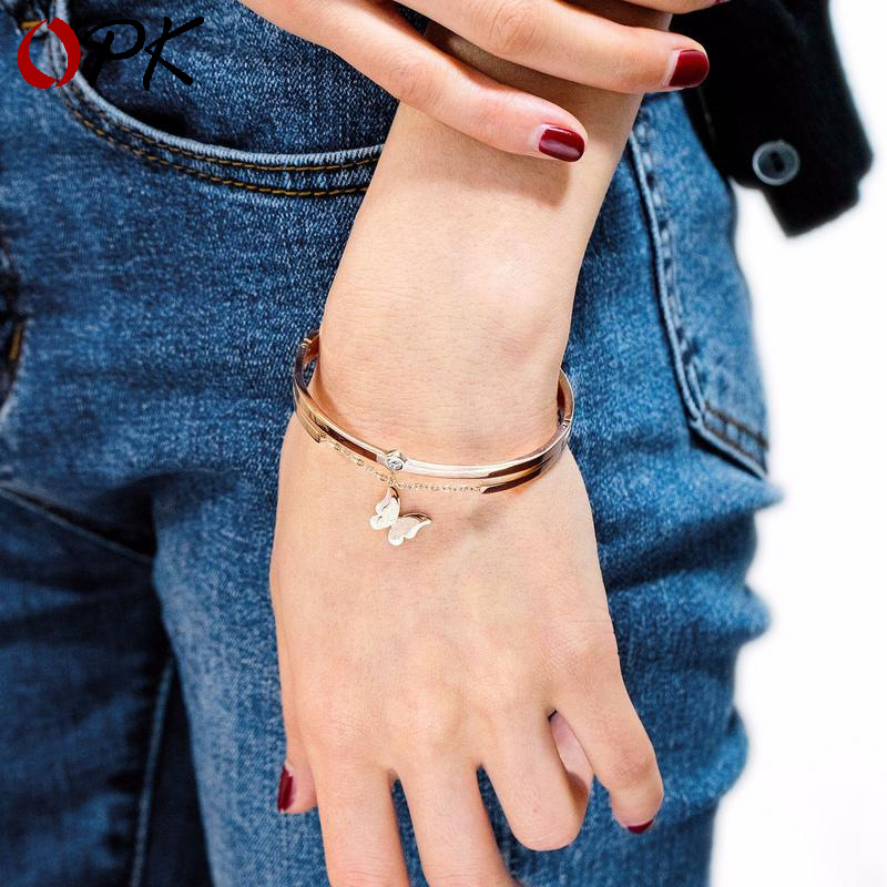 Simple Butterfly Diamond-plated Rose Gold Bracelet