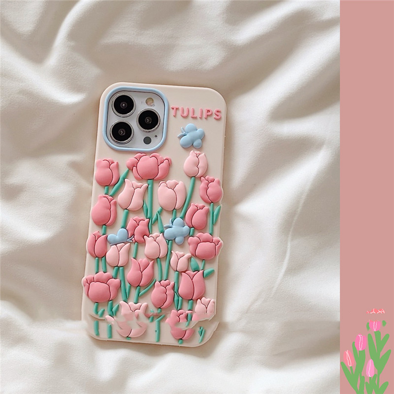 New Ins Tulip Flower Butterfly Phone Case